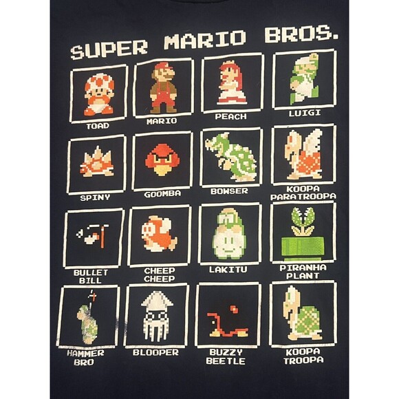 Super Mario Bros T-Shirt Tee Mens Nintendo Luigi Peach Toad Characters 8 Bit 3X - Picture 1 of 14